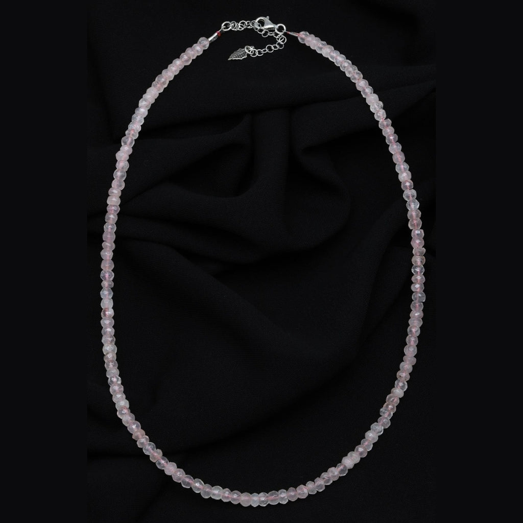 Natural Rose Quartz 3–5 mm Faceted | 925 Silver Clasp | 44 cm + 6 cm Extension