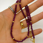 Ruby Necklace Faceted 4mm 18K Gold Plated