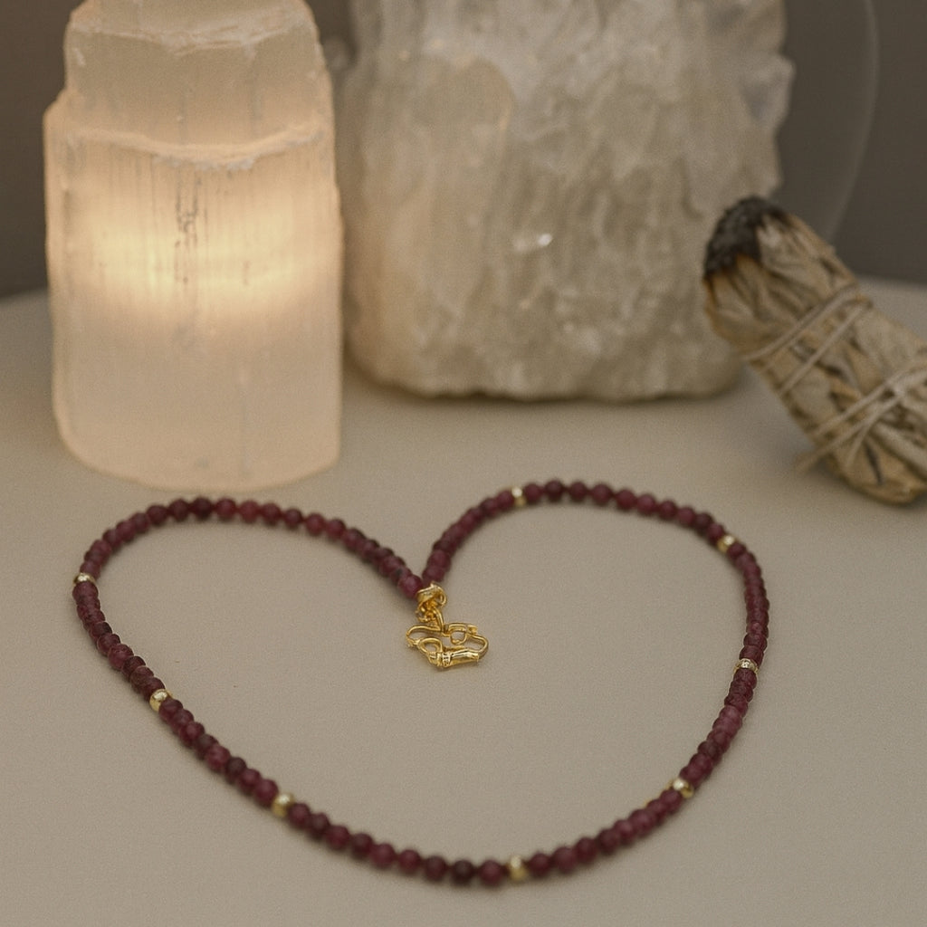 Ruby Necklace Faceted 4mm Gemstone Jewelry | Red Crystal Gift for Her