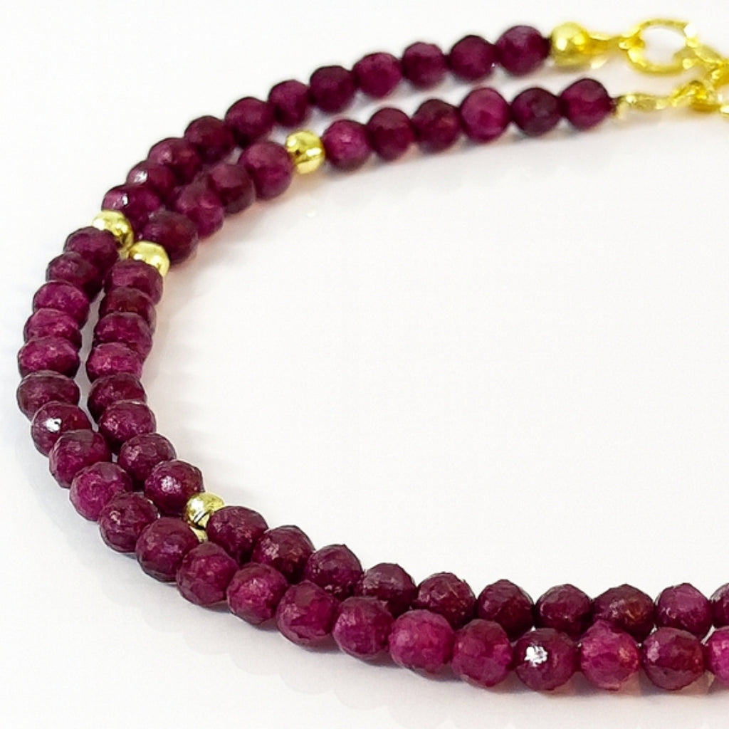 Ruby Necklace Faceted 4mm Gemstone Jewelry | Red Crystal Gift for Her