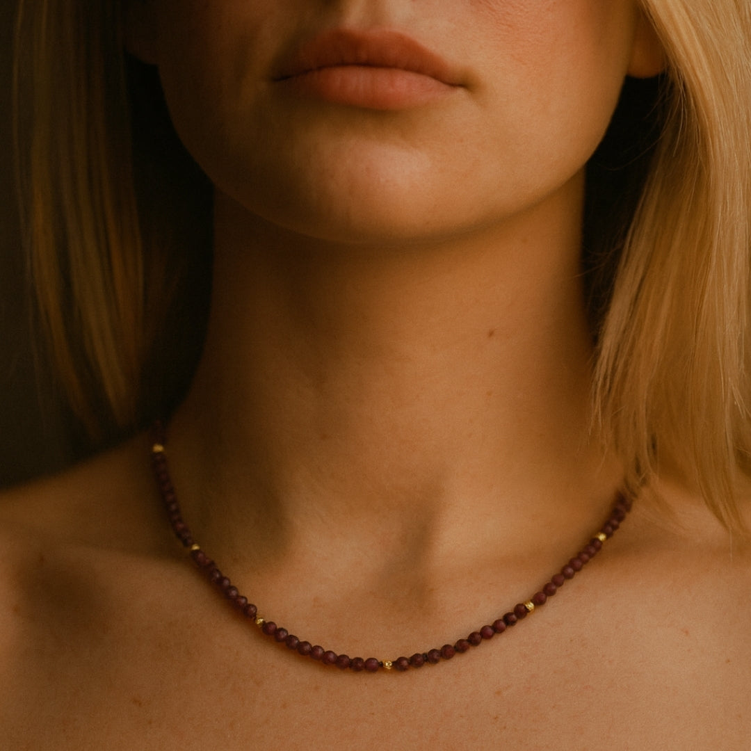Ruby Necklace Faceted 4mm Gemstone Jewelry | Red Crystal Gift for Her