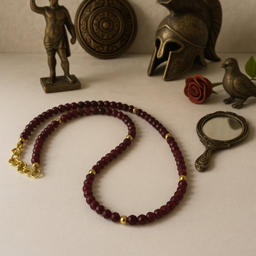 Ruby Necklace Faceted 4mm Gemstone Jewelry | Red Crystal Gift for Her