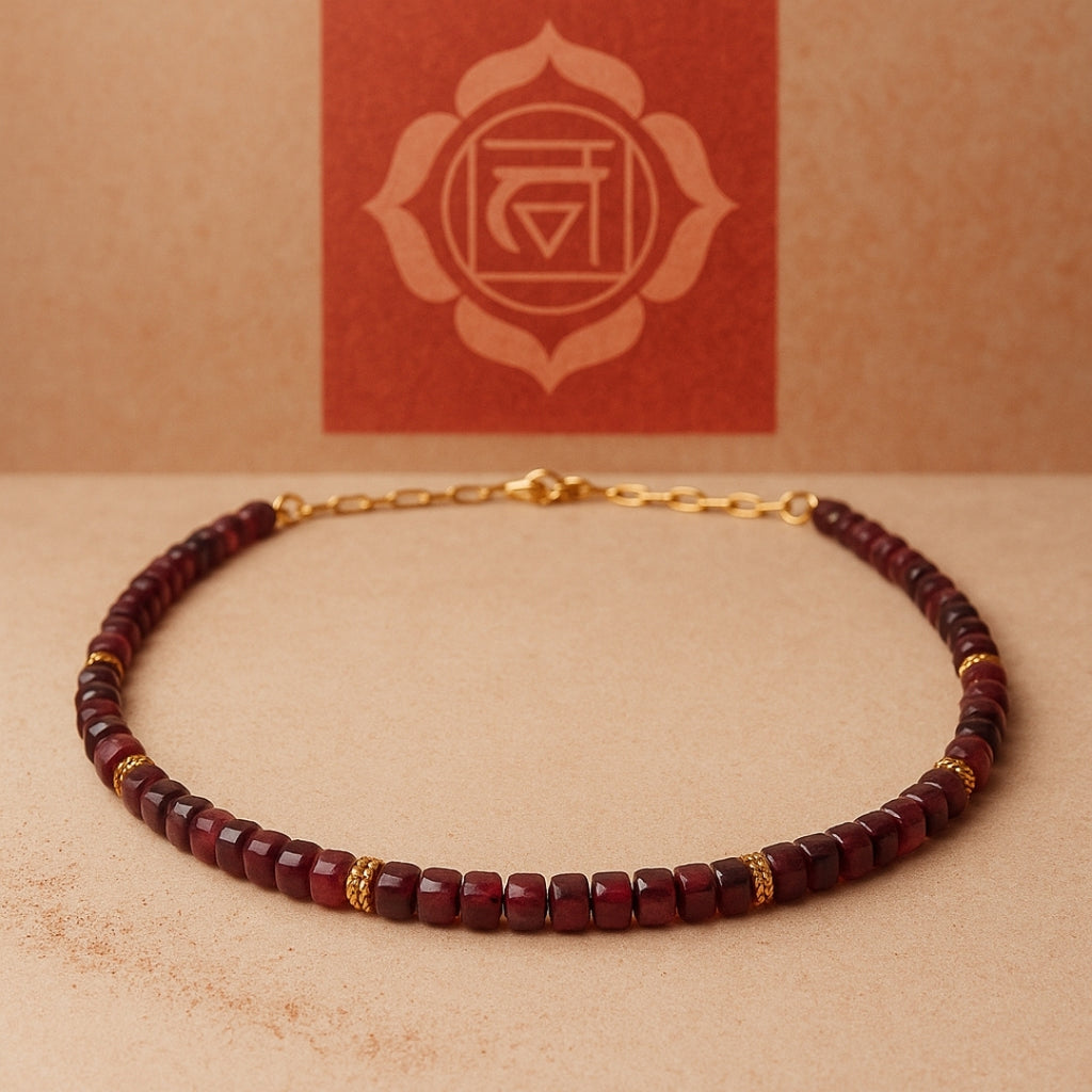 Ruby Cube Necklace | 4mm Natural Ruby Beads Necklace | Gold Plated Accents | Handmade Gemstone Jewelry Gift for Her