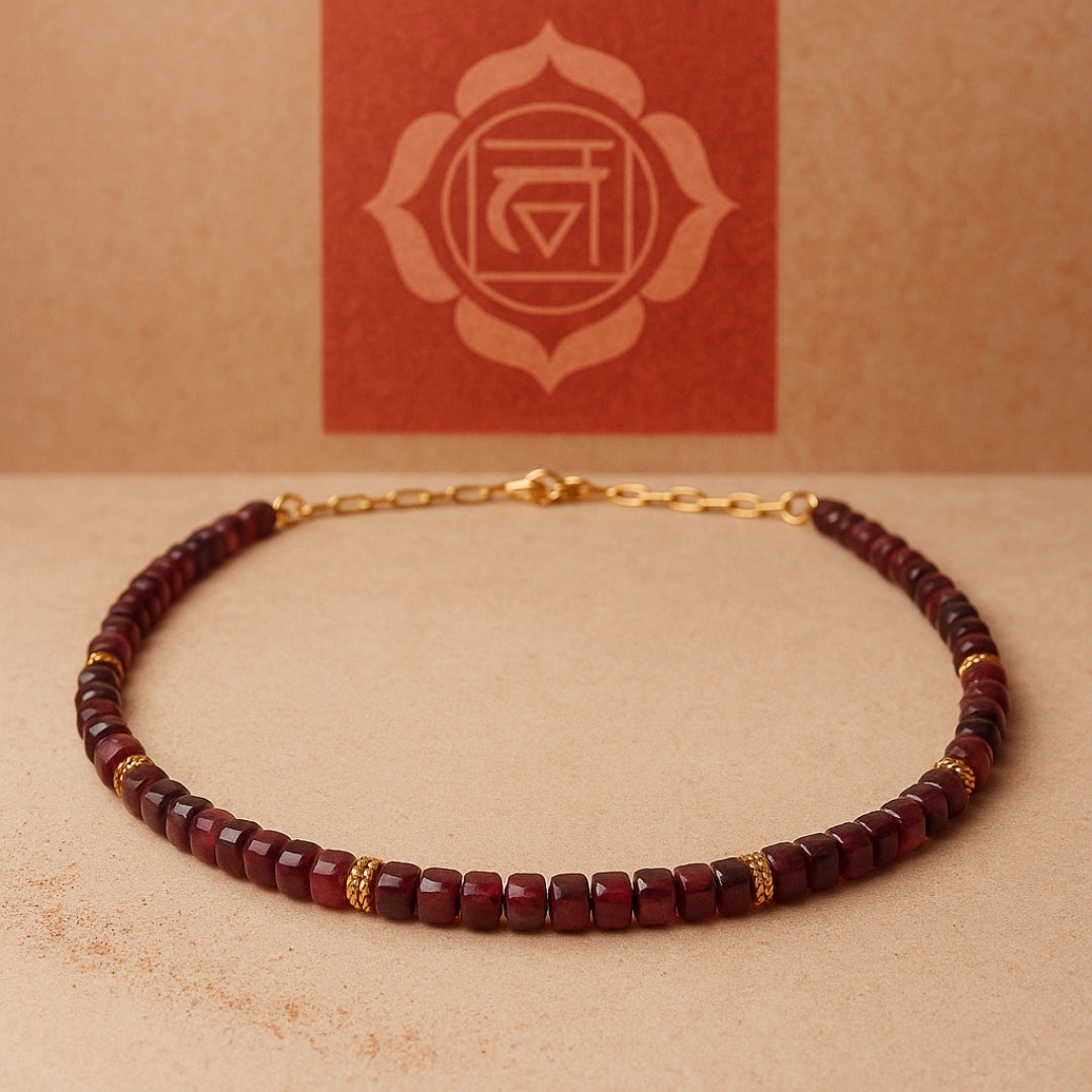 Ruby Cube Necklace | 4mm Natural Ruby Beads Necklace | Gold Plated Accents | Handmade Gemstone Jewelry Gift for Her