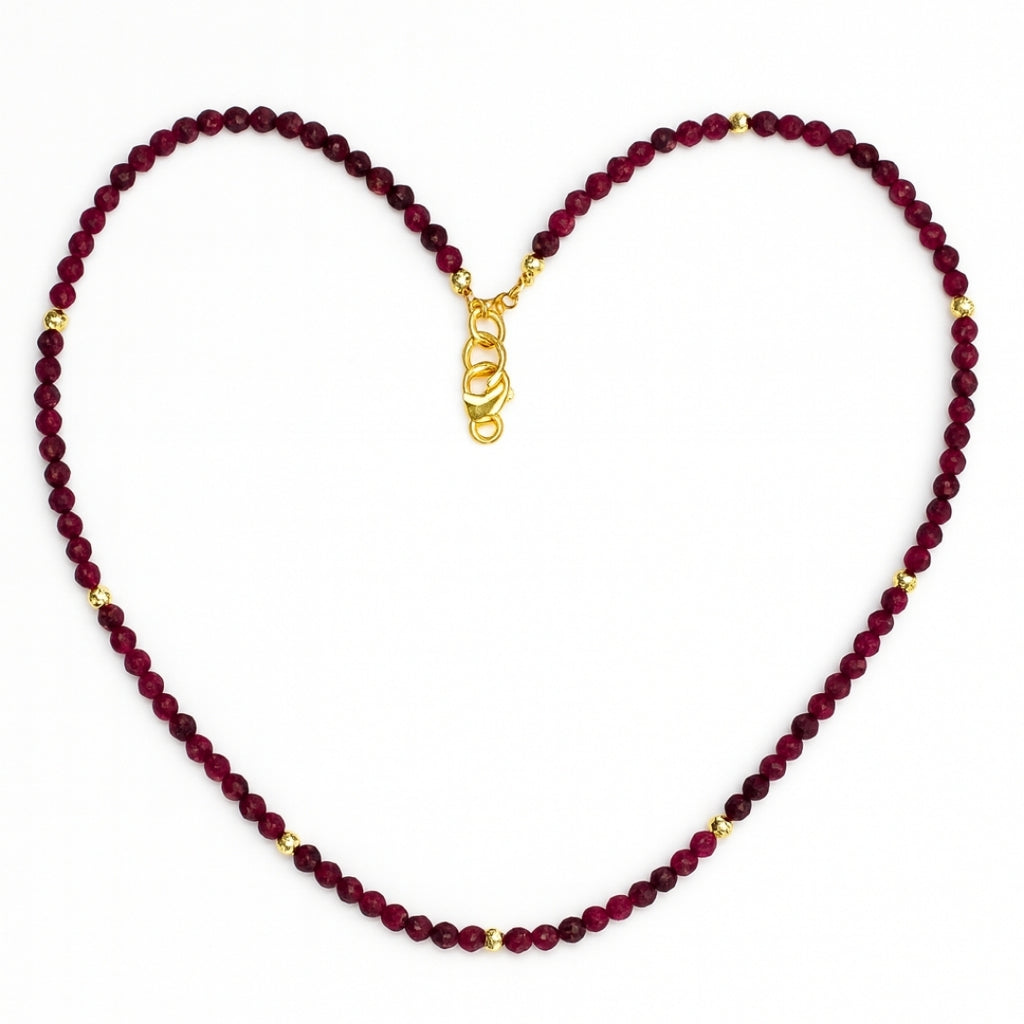 Ruby Necklace Faceted 4mm Gemstone Jewelry | Red Crystal Gift for Her