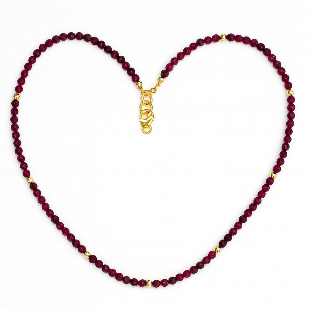 Ruby Necklace Faceted 4mm Gemstone Jewelry | Red Crystal Gift for Her