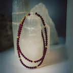 Ruby Necklace Faceted 4mm 18K Gold Plated