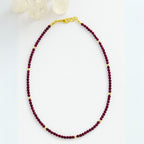 Ruby Necklace Faceted 4mm 18K Gold Plated
