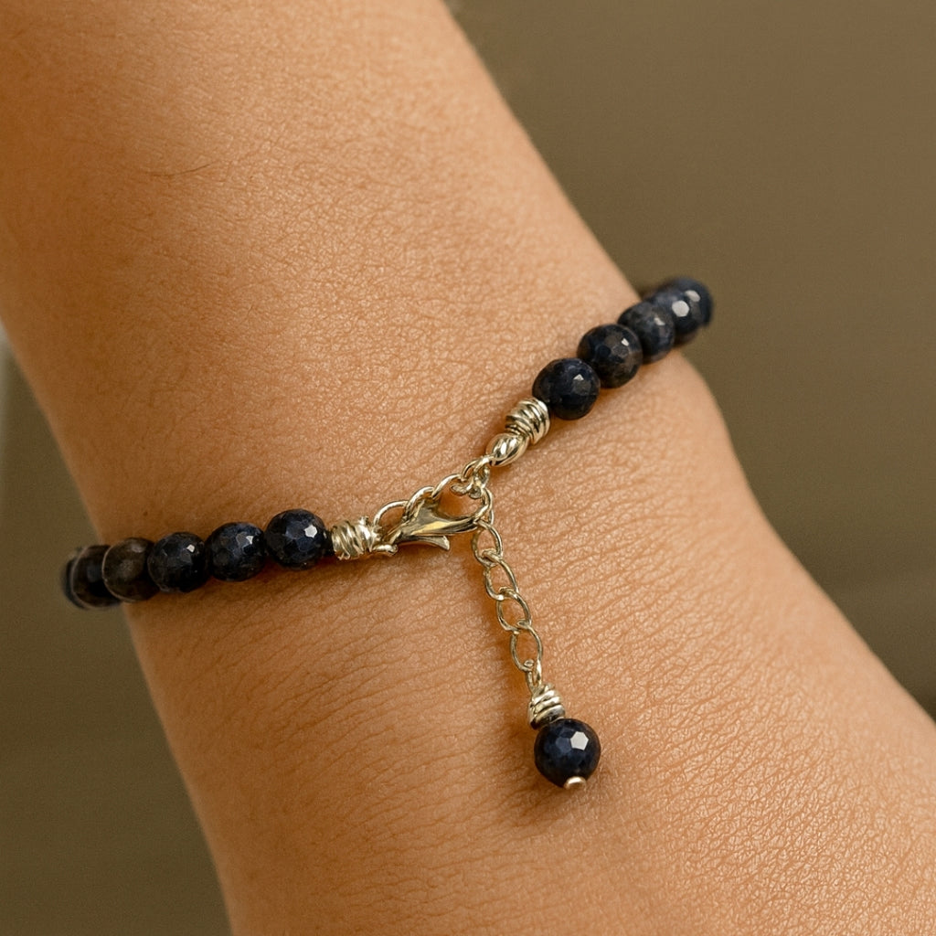 Sapphire Vision Bracelet 6mm Faceted Natural Sapphire 925 Silver