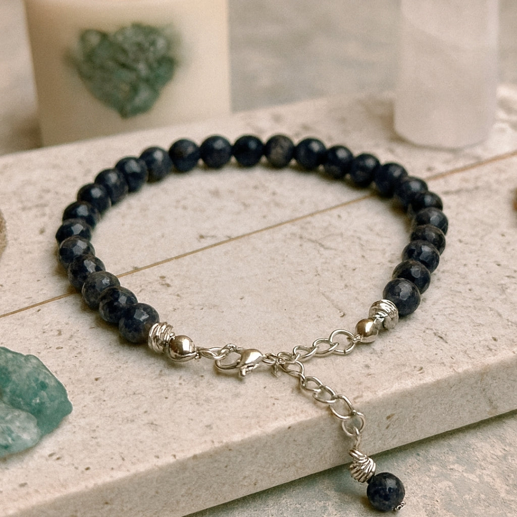 Sapphire Vision Bracelet 6mm Faceted Natural Sapphire 925 Silver