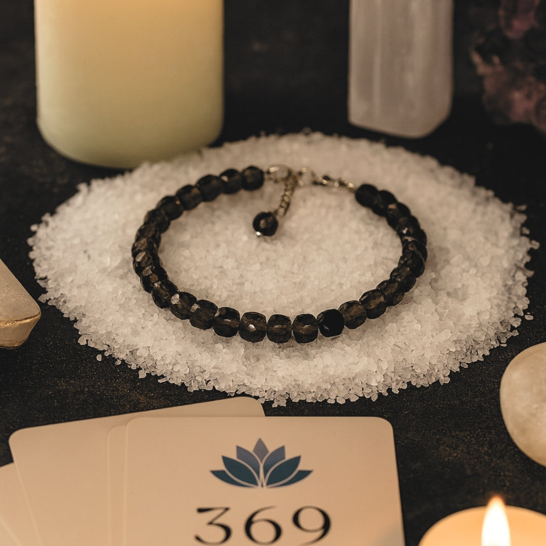 Smoky Quartz Cube Bracelet | 925 Silver