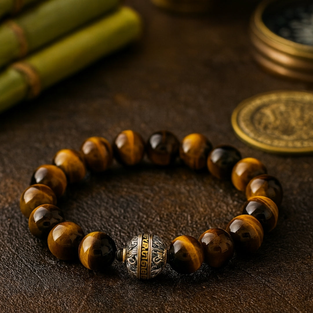 Tiger Eye Crystal Bracelet 10mm Round Protection Courage Solar Energy Strength Alquimist Seal Edition Talisman Handmade Gift for Him