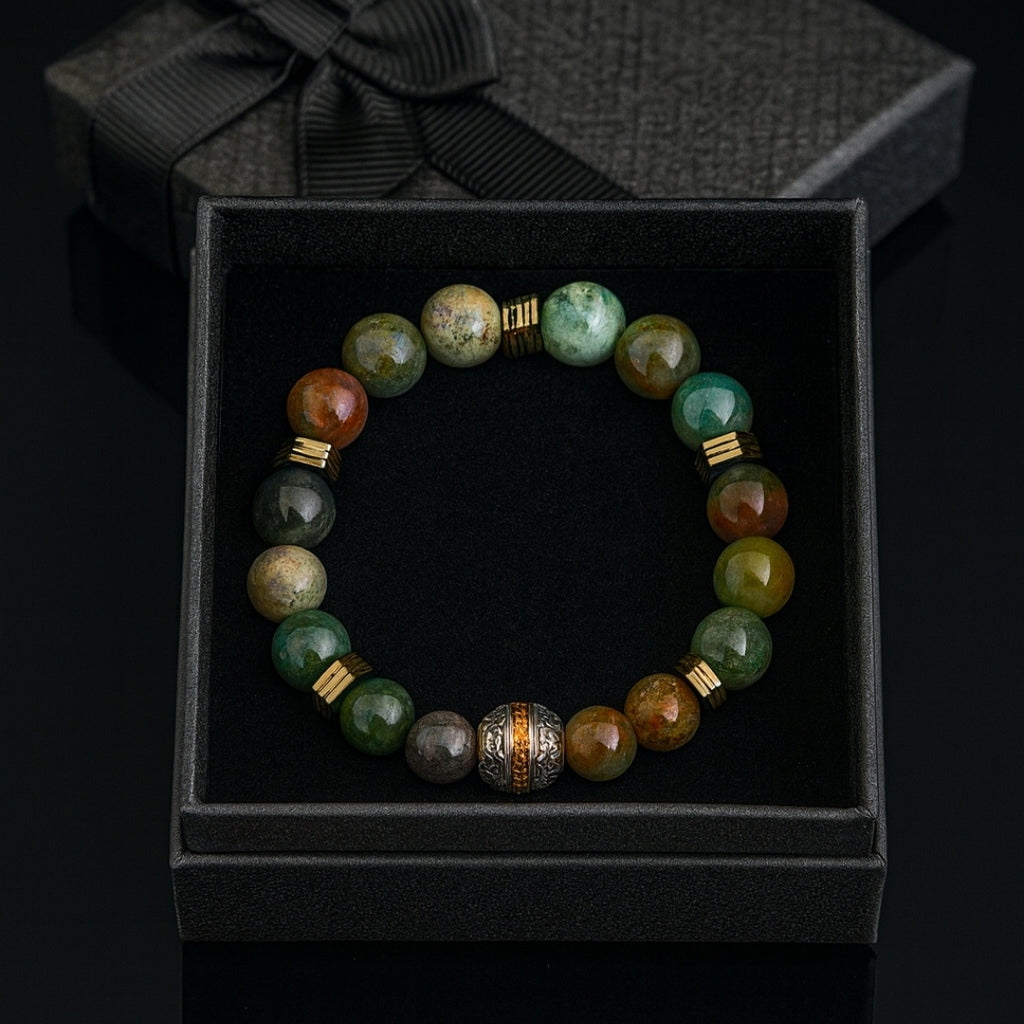 Moss Agate Hematite 10 mm | Druid’s Secret | Ancient Roots Collection
