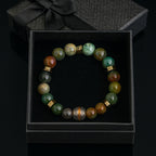 Moss Agate Hematite Bracelet 10mm