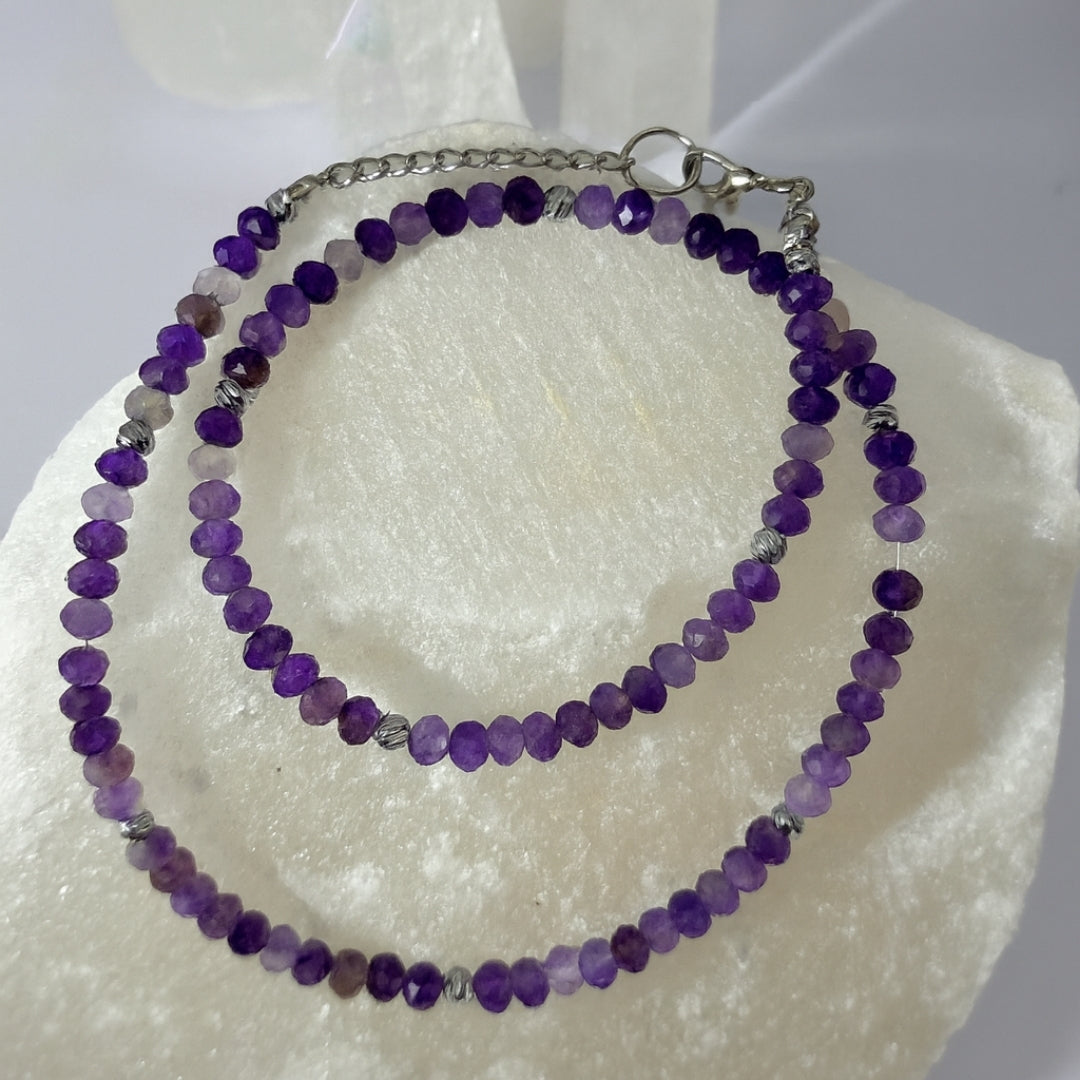 Amethyst Necklace 6 mm Faceted Rondelle