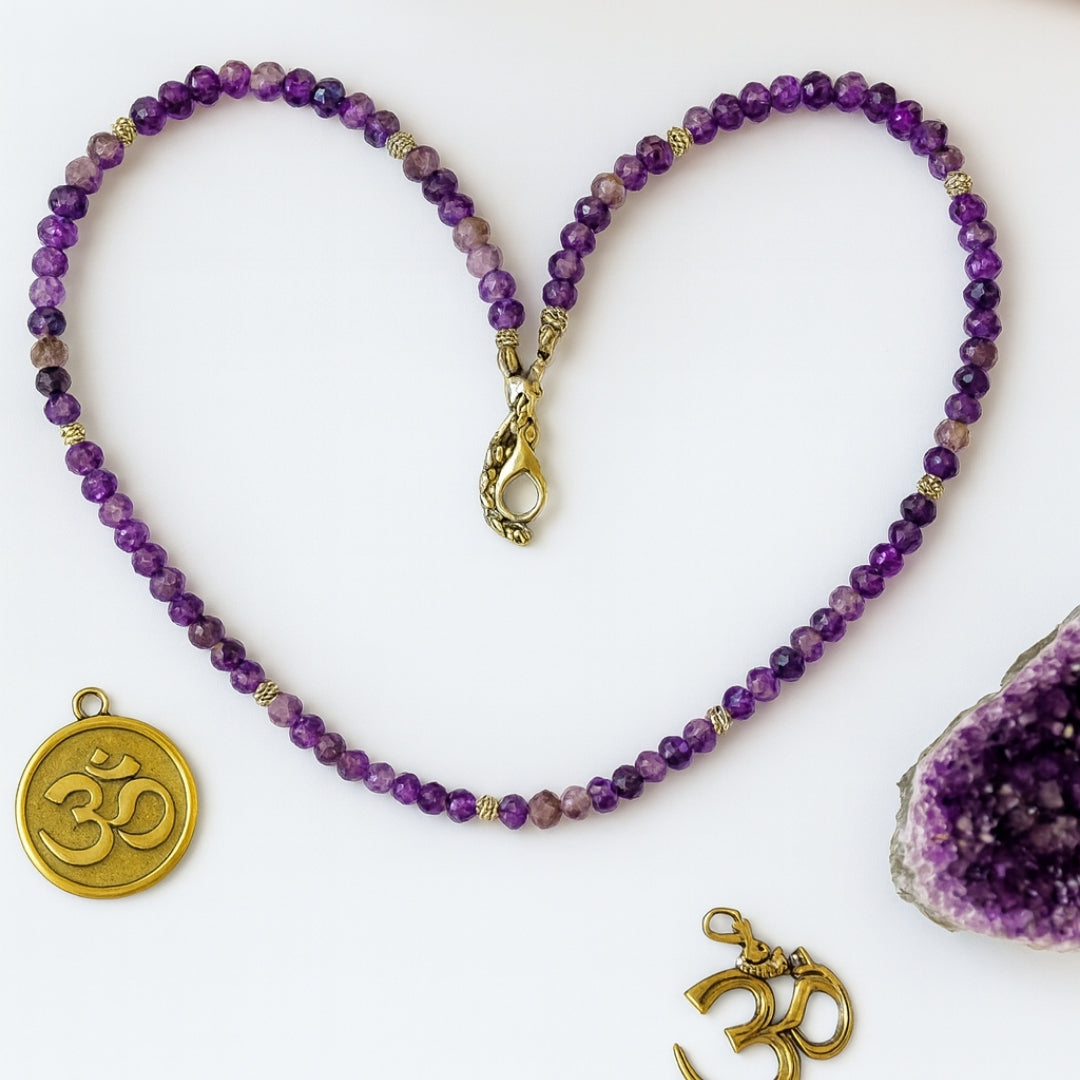 Amethyst Necklace 6 mm Faceted Rondelle