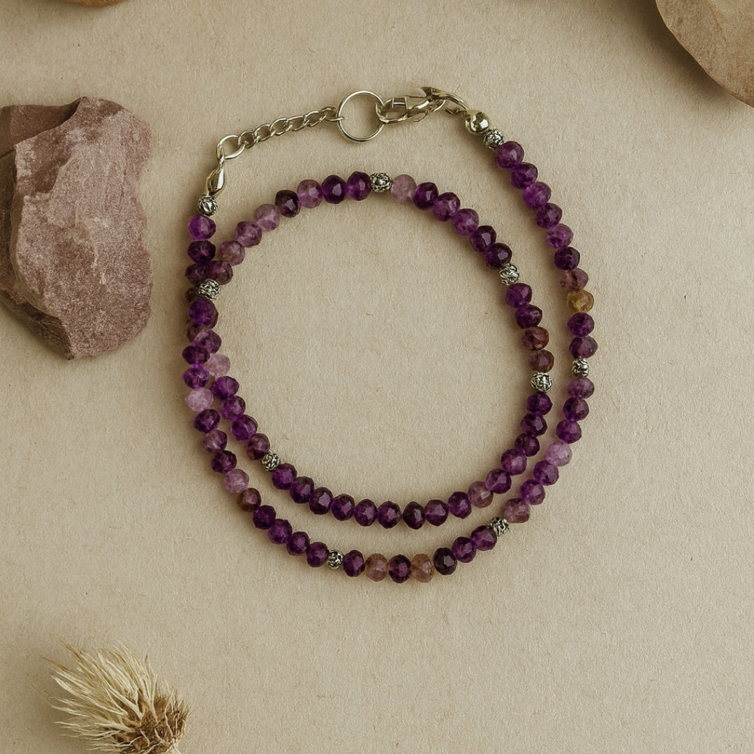 Amethyst Necklace 6 mm Faceted Rondelle