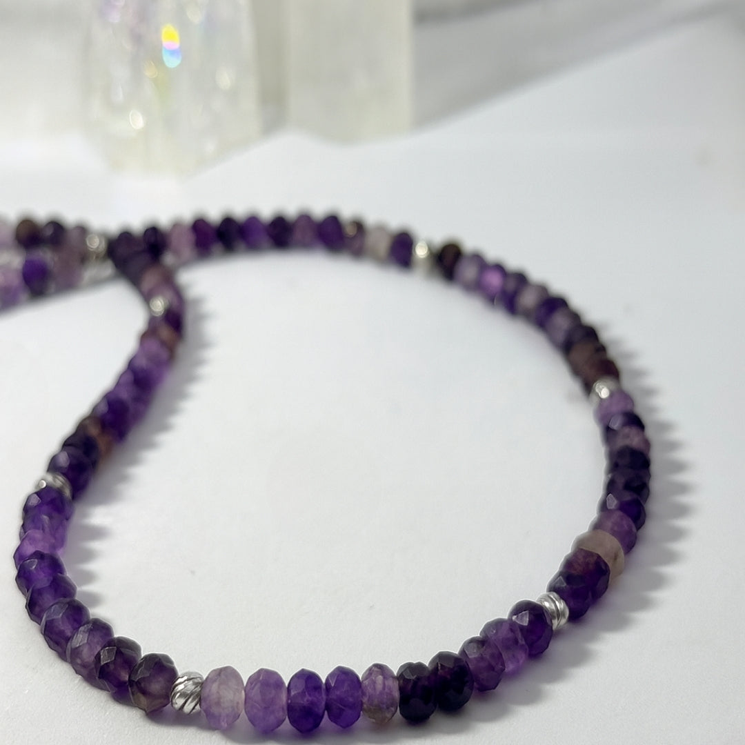 Amethyst Necklace 6 mm Faceted Rondelle