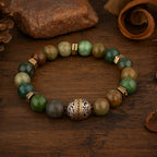 Moss Agate Hematite Bracelet 10mm