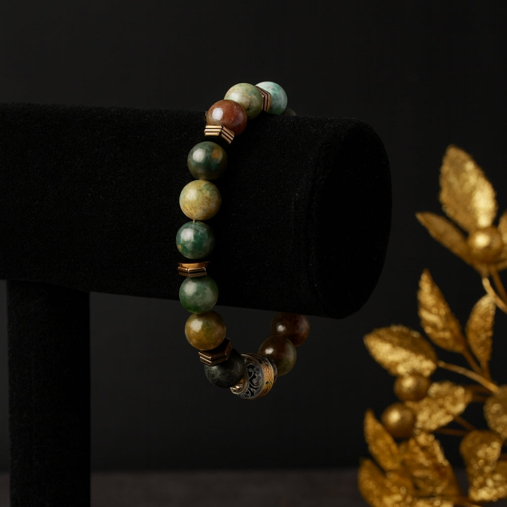 Moss Agate Hematite 10 mm | Druid’s Secret | Ancient Roots Collection