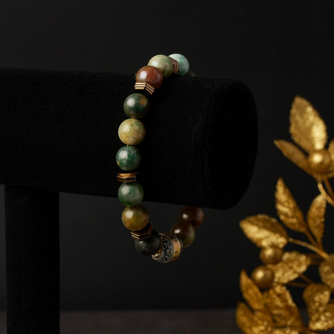 Moss Agate Hematite 10 mm | Druid’s Secret | Ancient Roots Collection