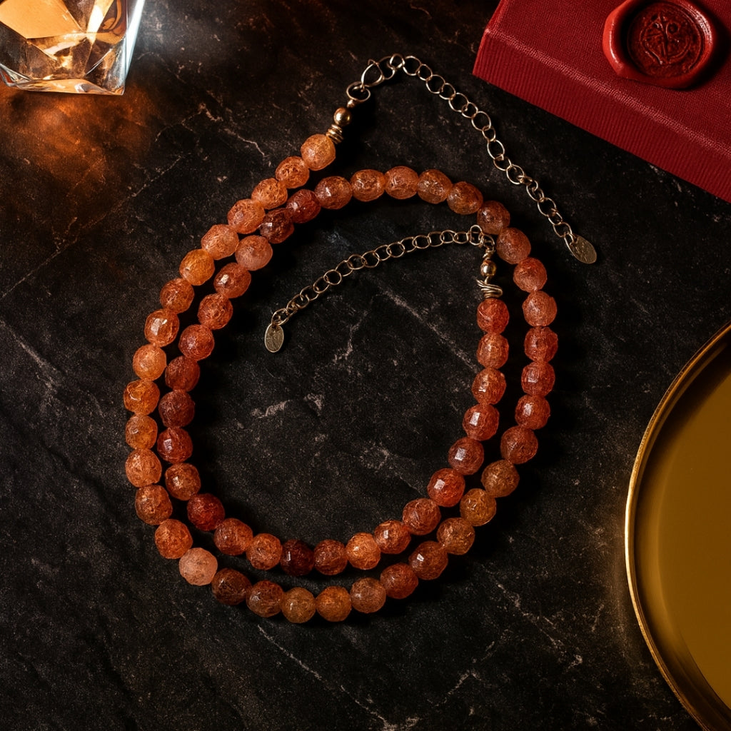 Strawberry Quartz Necklace | 925 Silver | New Beginnings Crystal | Rare Polygon Cut Gemstone