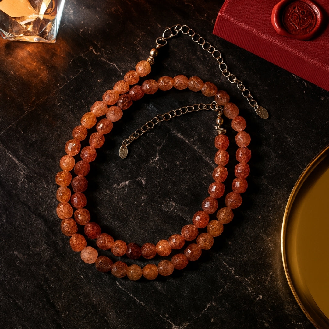 Strawberry Quartz Necklace | 925 Silver | New Beginnings Crystal | Rare Polygon Cut Gemstone