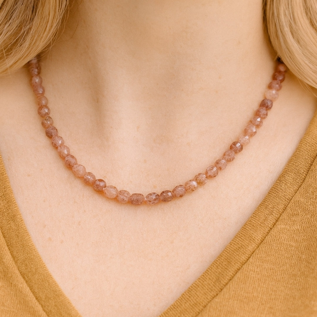 Strawberry Quartz Necklace | 925 Silver | New Beginnings Crystal | Rare Polygon Cut Gemstone