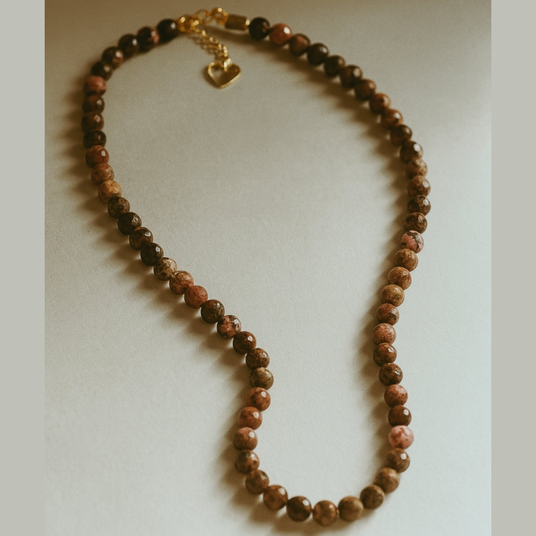 Rhodonite Gold Hematite Necklace |
