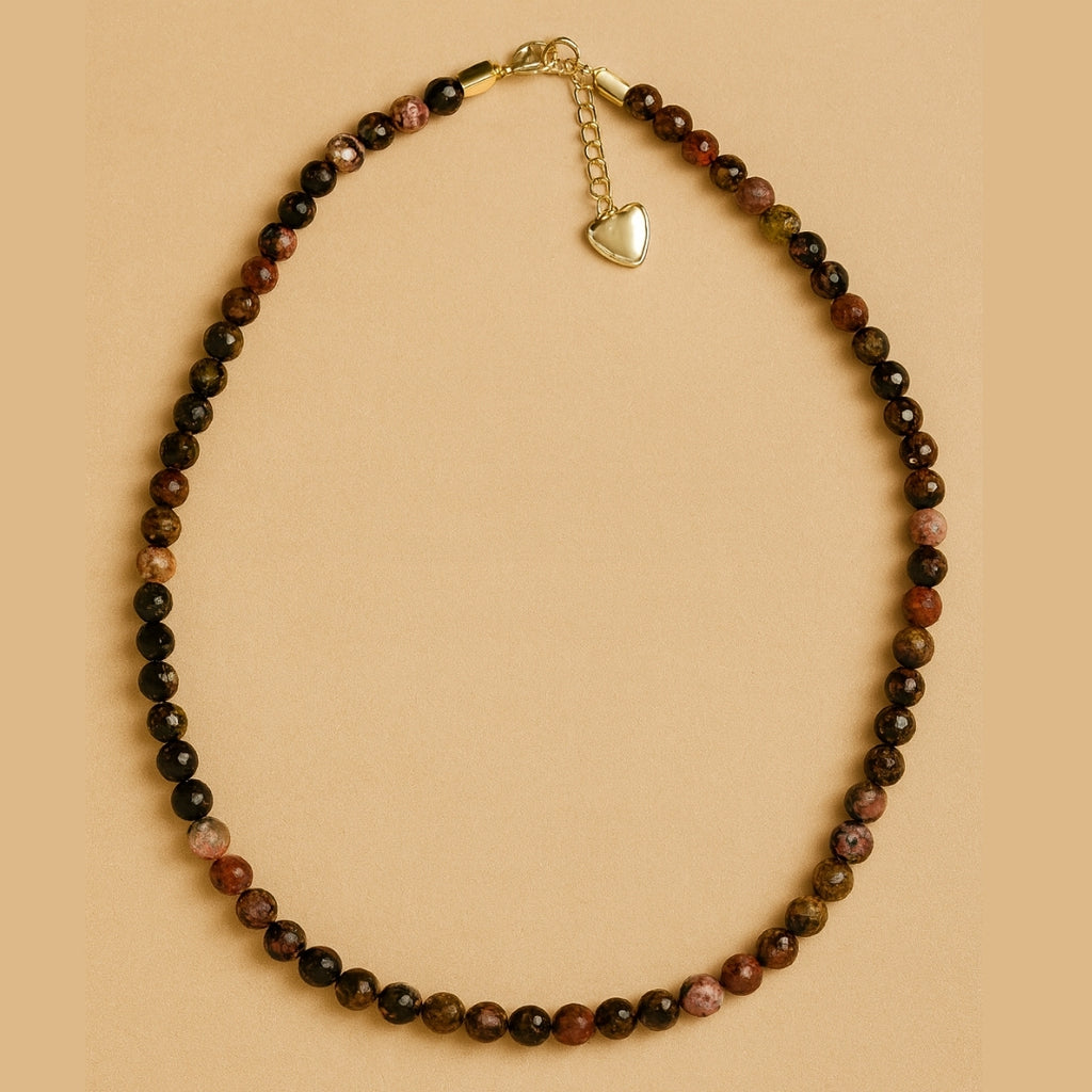 Rhodonite Gold Hematite Necklace |