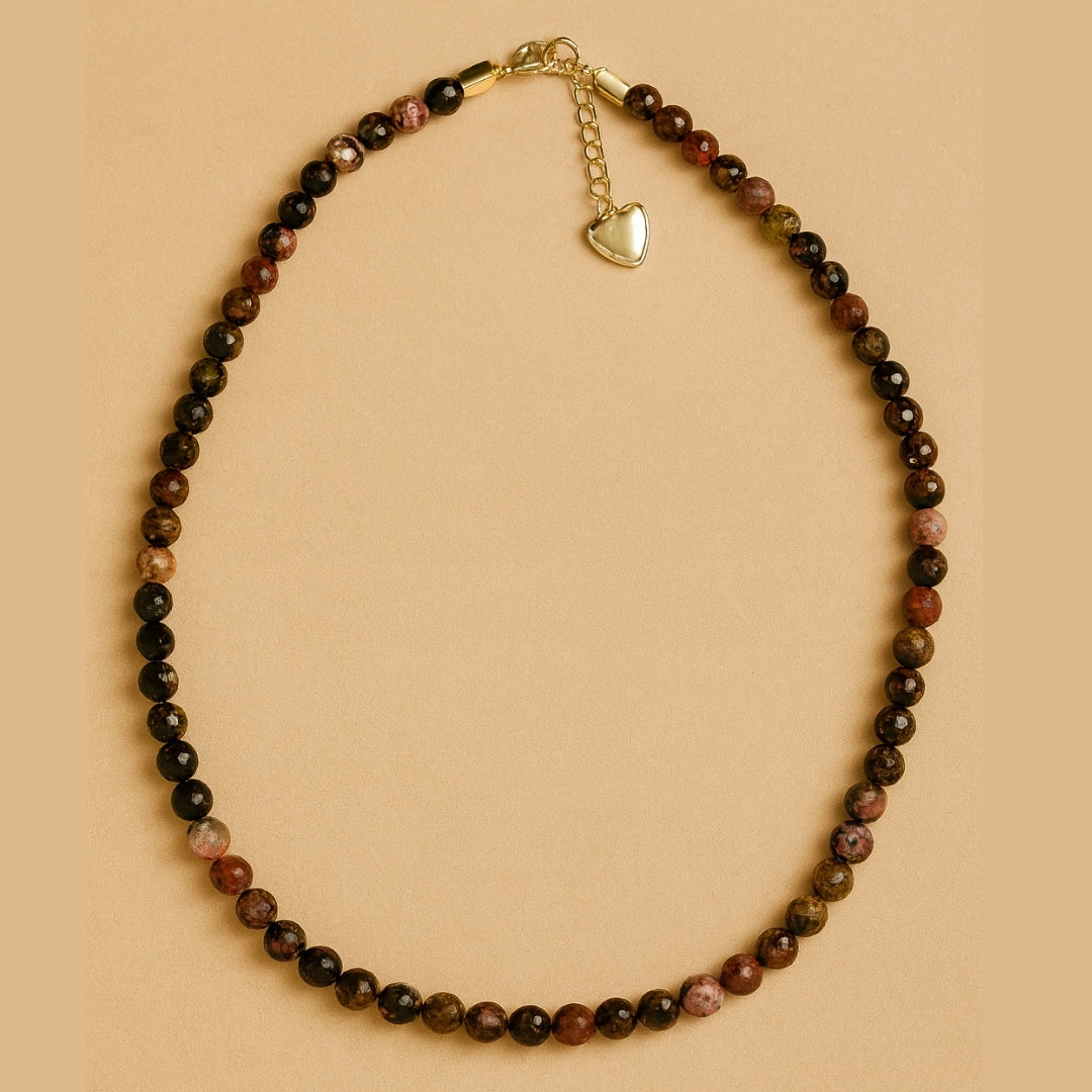 Rhodonite Gold Hematite Necklace |