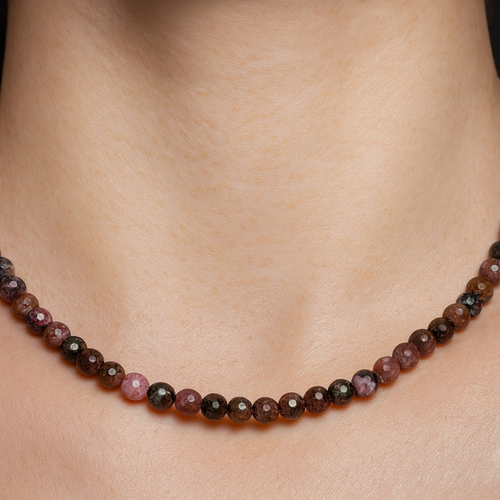 Rhodonite Gold Hematite Necklace |