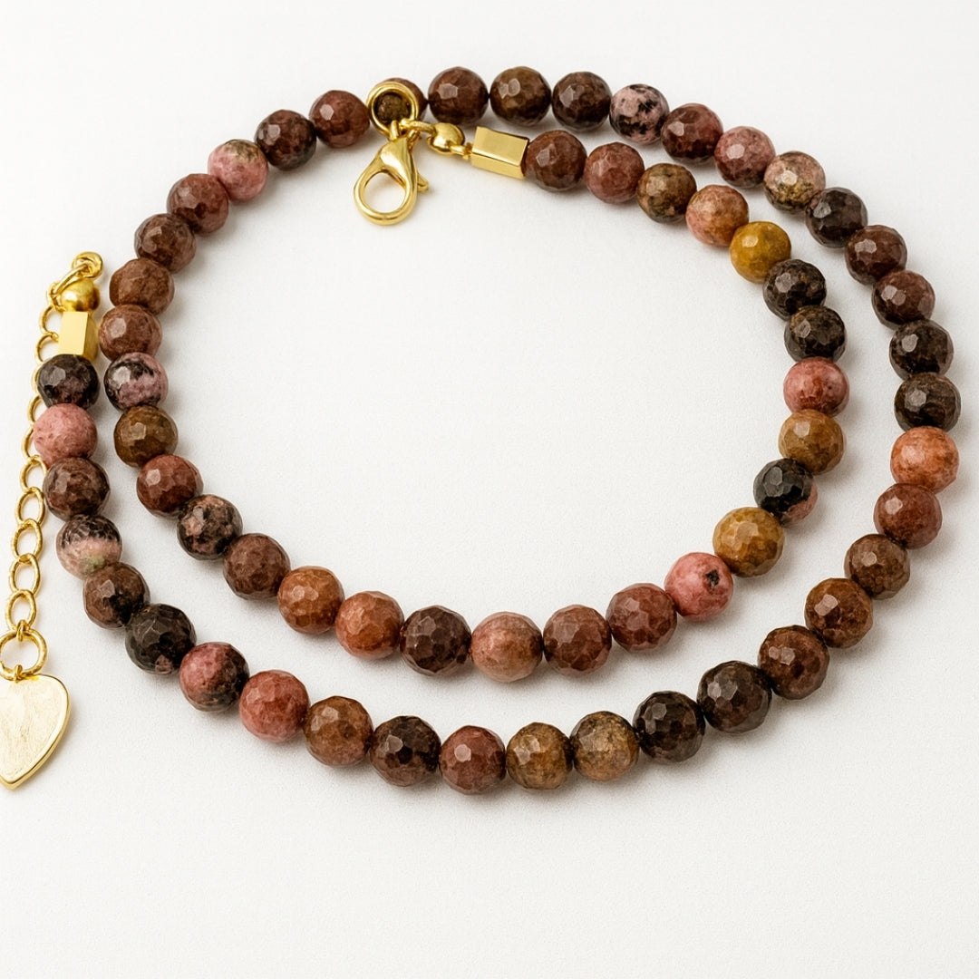 Rhodonite Gold Hematite Necklace |