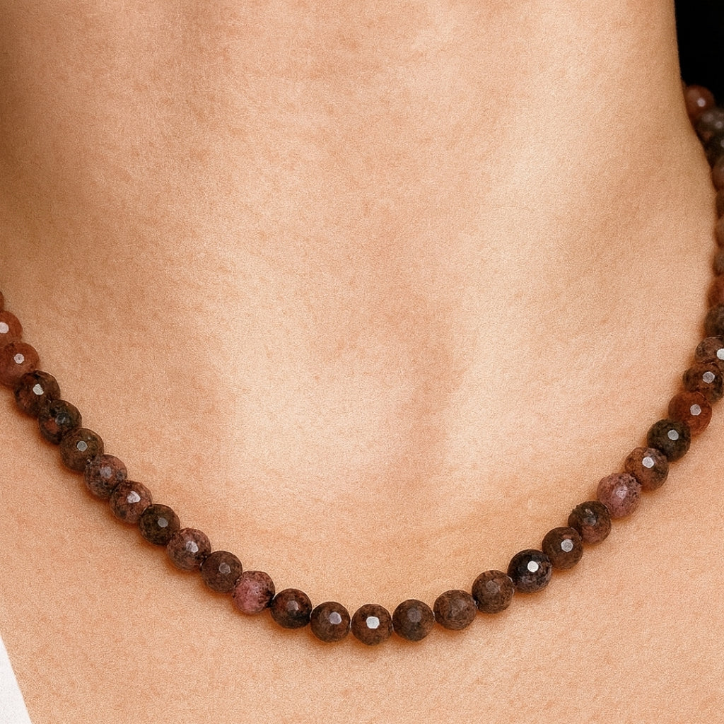 Rhodonite Gold Hematite Necklace |