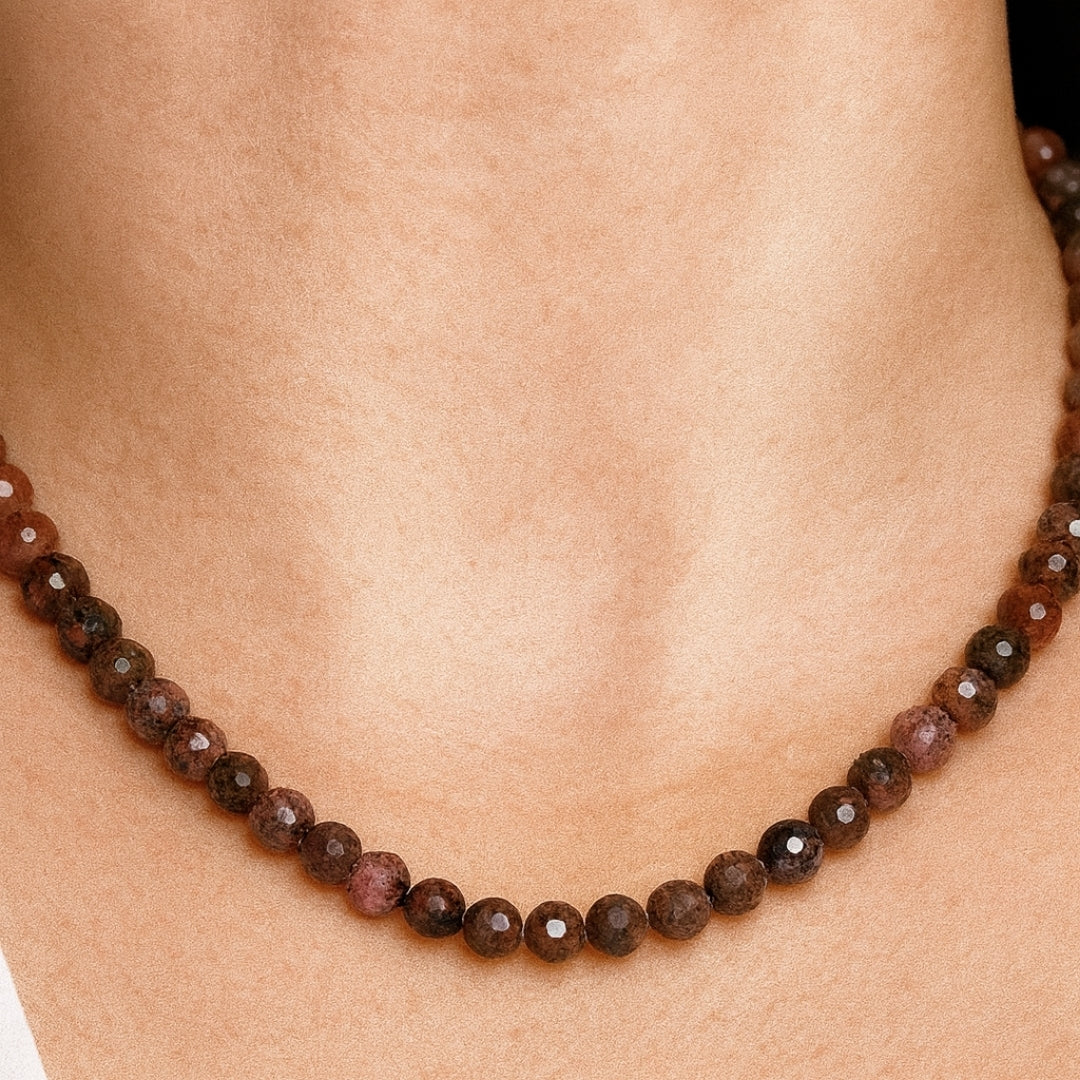 Rhodonite Gold Hematite Necklace |