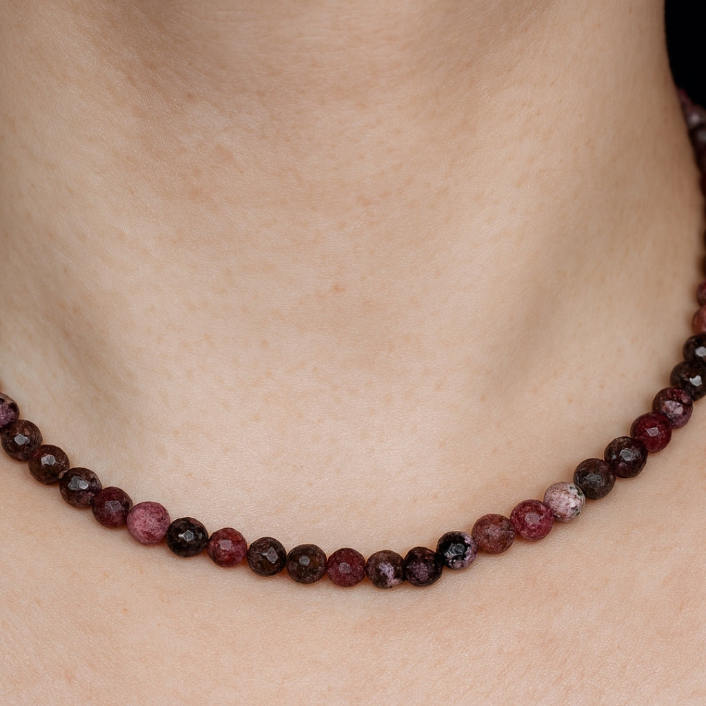 Rhodonite Gold Hematite Necklace |