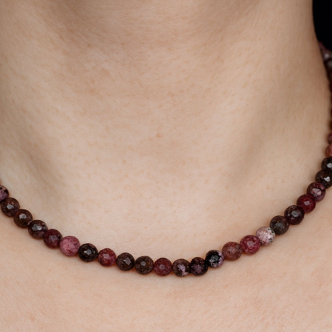 Rhodonite Gold Hematite Necklace |