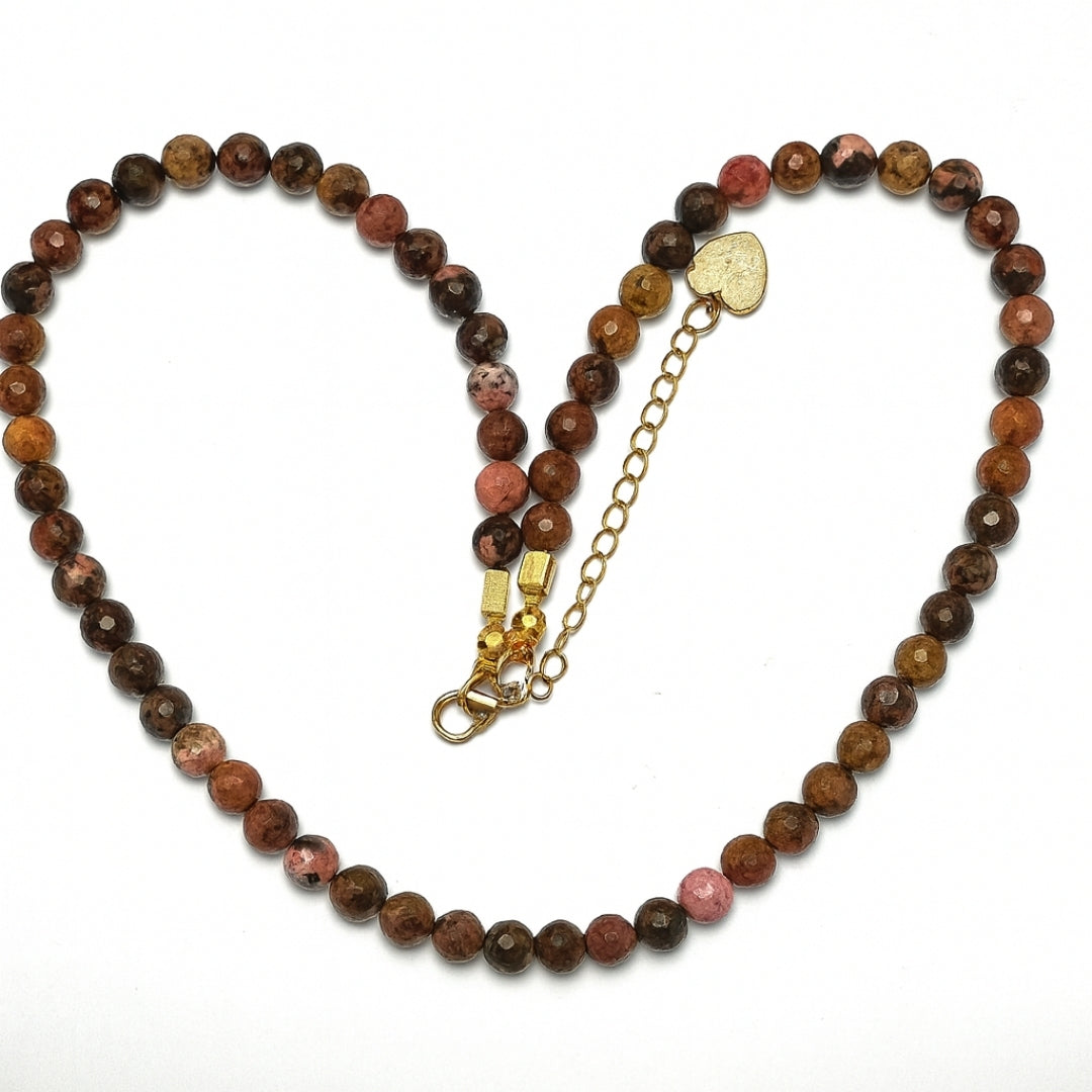 Rhodonite Gold Hematite Necklace |