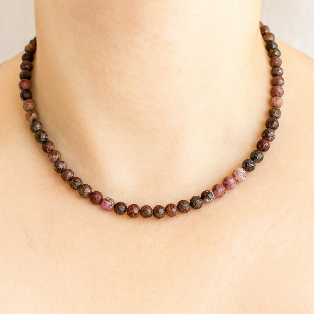 Rhodonite Gold Hematite Necklace |