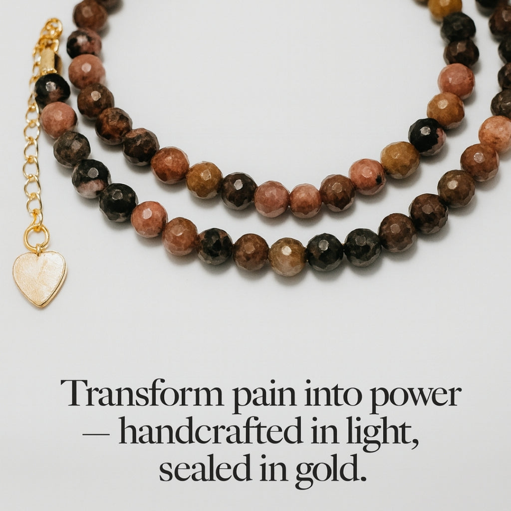 Rhodonite Gold Hematite Necklace |