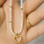 Moonstone Heart Necklace | 3 mm Faceted Gemstones | Naia Heart | Intuition • Emotional Harmony • Lunar Radiance