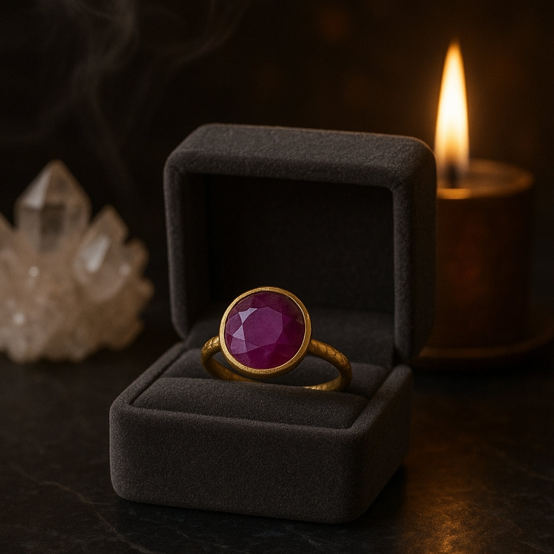 Ruby Ring Natural Ruby Gold Plated Brass Adjustable Healing Crystal Jewelry Heart Chakra Passion Courage Vitality Gift For Her