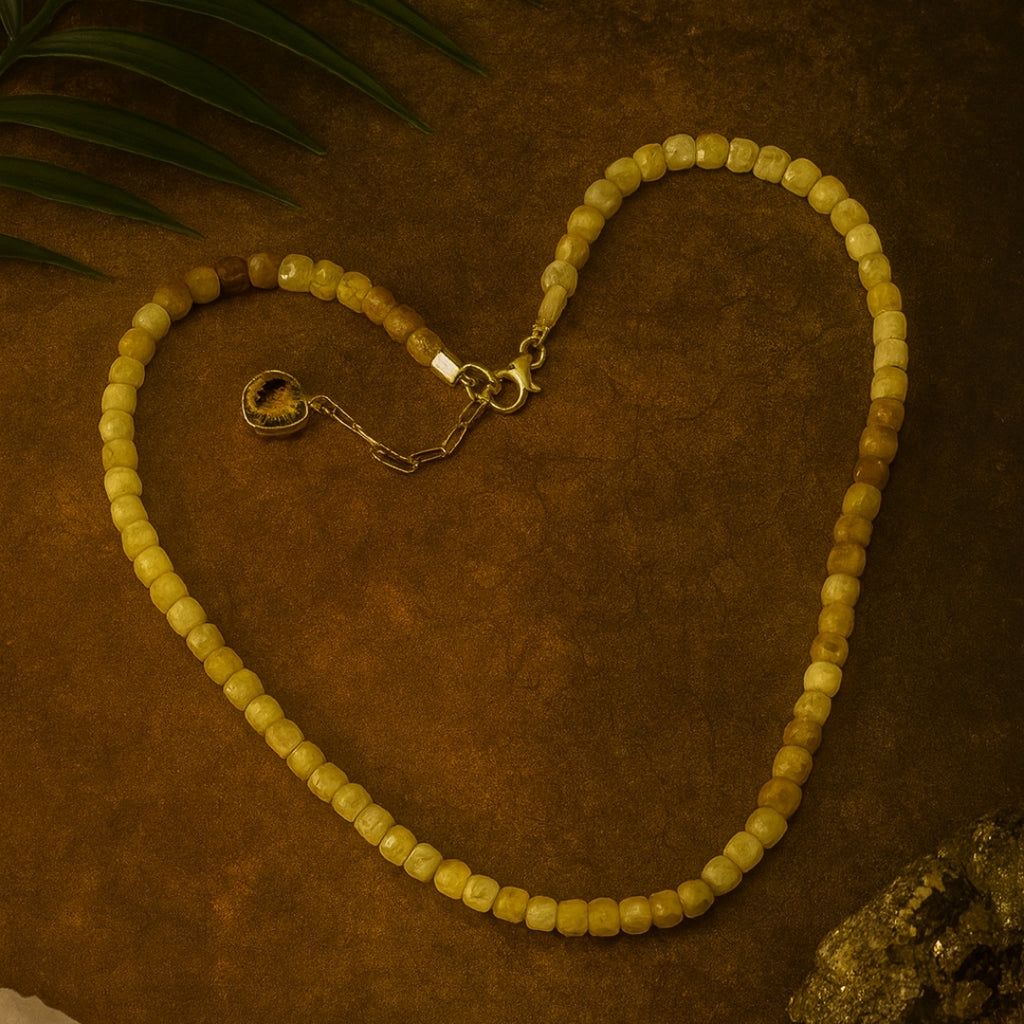 Yellow Opal Cube 5mm 18K Gold-Plated