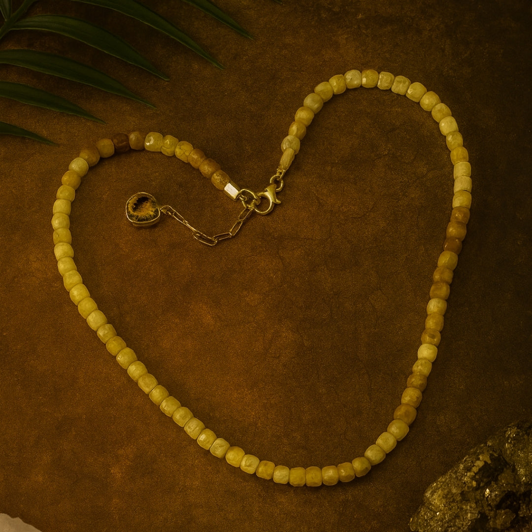 Yellow Opal Cube 5mm 18K Gold-Plated