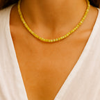 Yellow Opal Cube 5mm 18K Gold-Plated