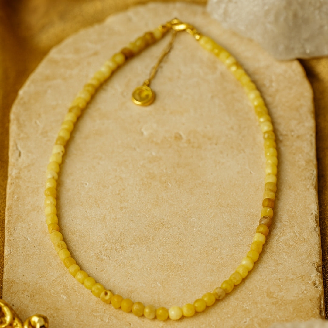 Yellow Opal Cube 5mm 18K Gold-Plated