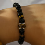 Onyx Hematite Bracelet 8 mm | Black Onyx • Gold Hematite • Protection • Strength • Grounding • Luxury Handmade Talisman